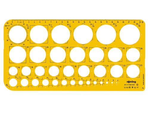 Rotring Kreissschablone 1-36 gelbtransparent mit Tuschekante