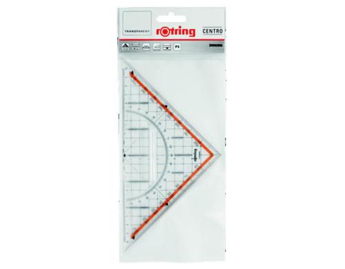 Rotring Geo-Dreieck Hypotenuse 23cm Skalierung mit Griff, glasklar