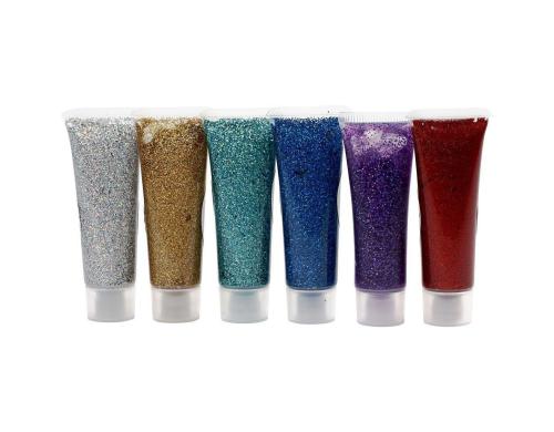 Eulenspiegel Glitzergel assortiert 6 x 18 ml, zum Schminken