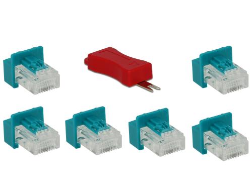 Delock RJ45 Verriegelung Clip mit Stecker verriegelt RJ-45 Kabel, Stecker Set 6 Stck