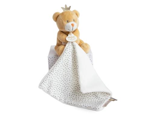 DouDou Geschenkset OURS PETIT ROI Plschtier Br Krone mit Schmusetuch 10cm