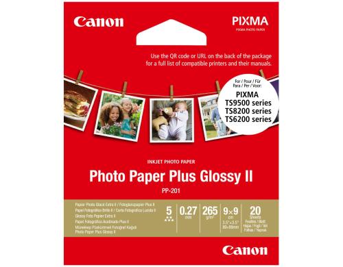 CANON Photo Paper Plus PP201 Glossy II 8.9 x 8.9 cm, 20 Blatt