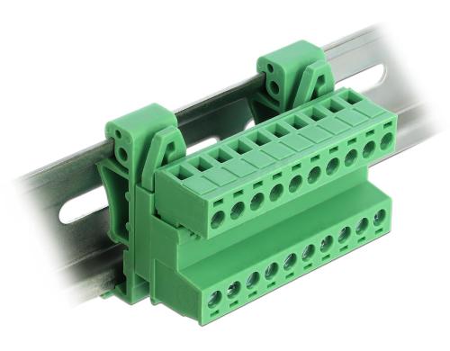 Delock Terminalblock Raster gewinkelt 10Pin Rastermass: 5,08 mm, fr 35 mm Hutschiene