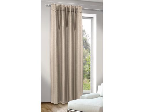 Stotz Fertigvorhang mit Faltenband Nacht Jasper 135 x 245 cm, beige, 100% PES