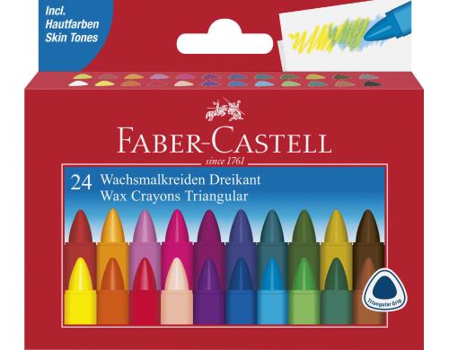 FABER-CASTELL Dreikant-Wachsmalkreide 24er Kartonetui