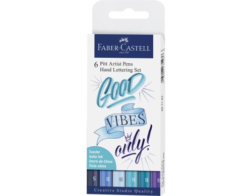 Faber-Castell PITT Artist Pen Handlettring Set 6er Etui, blau