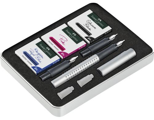 FABER-CASTELL Fllfederhalter Grip Kalligraphie-Set silber