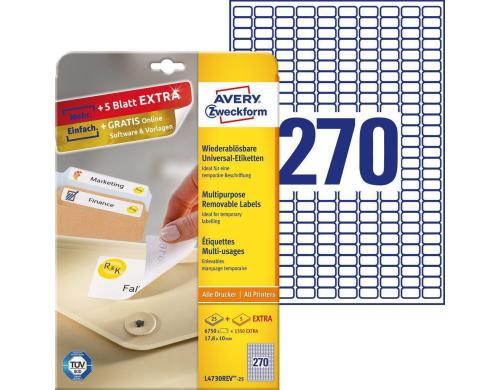 Avery Zweckform Etiketten stick+Lift, weiss 17.8x10mm, 30 Bogen / 8100 Etiketten