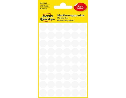 Avery Zweckform Markierungspunkte weiss Durchmesser 12mm, 5 Bogen/270 Etiketten