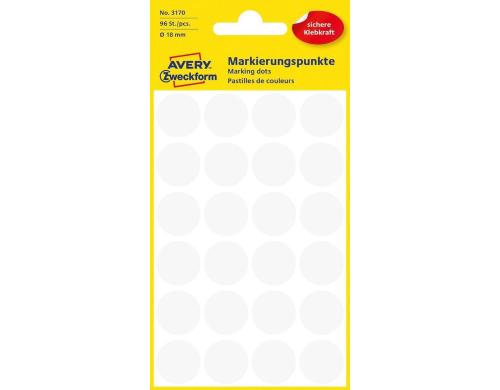 Avery Zweckform Markierungspunkte weiss Durchmesser 18mm, 4 Bogen/96 Etiketten