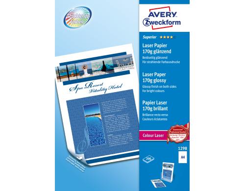 Avery Zweckform Superio Colour Laser Papier glnzend, A4, 170g. Inhalt: 200 Blatt,