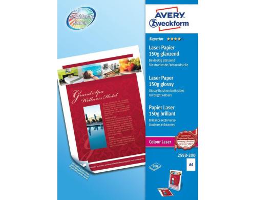 Avery Zweckform Superio Colour Laser Papier A4, 150g. Inhalt: 200 Blatt,