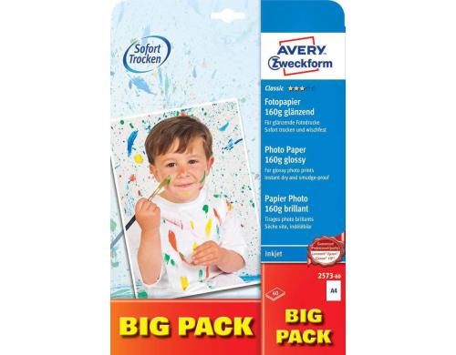 Avery Zweckform Classic Inkjet Foto Papier A4, 160g. Inhalt: 60 Blatt,