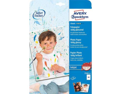 Avery Zweckform Classic Inkjet Foto Papier A4, 160g. Inhalt: 20 Blatt,