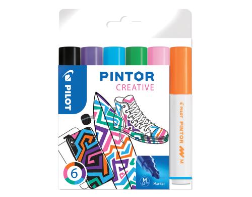 Pilot Pintor Marker Creative medium 4.5mm, 6 Farben