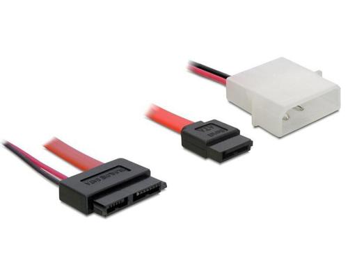 SATA2 Kabel fr Slimline Gerte(ODD), 30cm SATA+Power, 7+6 Pin Anschluss, 5 Volt Molex