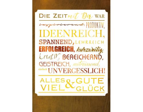 ABC Karte zum Abschied Produktiv, Ideenreich, Spannend, 11x 17 cm