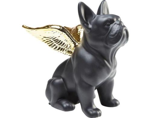 Kare Figur Sitting Angel Dog Gold-Schwarz, H x B x T: 22 x 12 x 21 cm