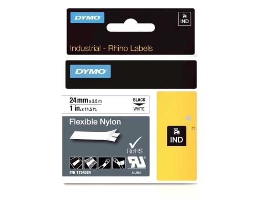 Dymo Rhino Schriftband, Nylon, weiss 24mm x 3.5m, unebene oder ebene Oberflchen