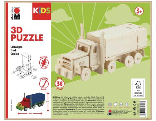 Marabu 3D-Puzzle/Bausatz Truck, Zum Bemalen