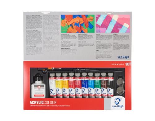 Van Gogh Acrylfarbe Kombi-Set 10 Tuben  40ml, Pinsel, Malmittel